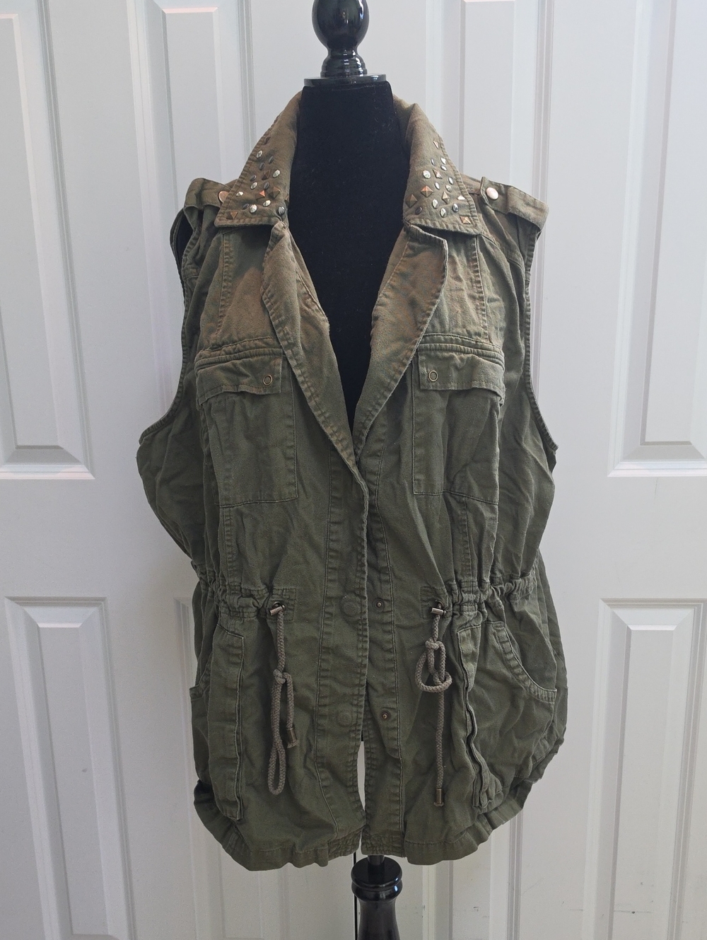Torrid Olive Green Studded Collar Utility Vest